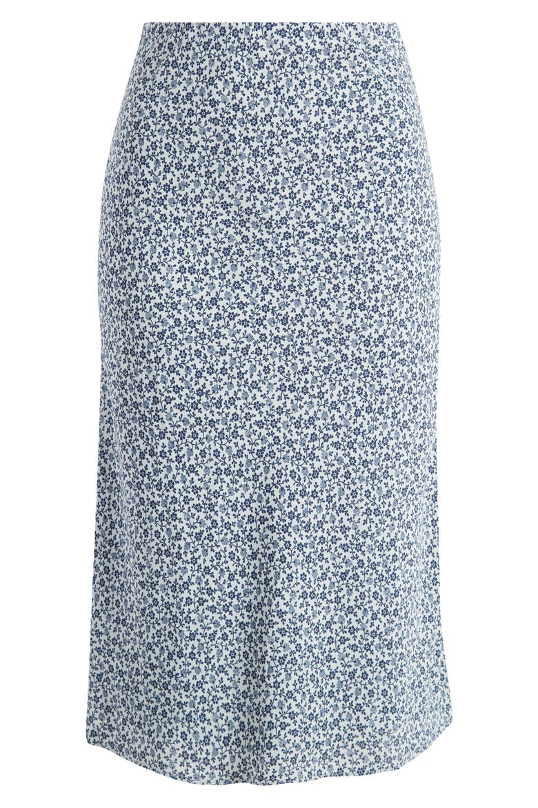 Floral Print Side Slit Midi Skirt, Alternate, color, GREEN- BLUE CALICO DITSY