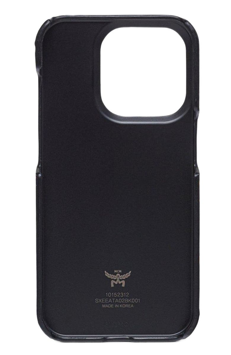 MCM iPhone 15 Pro Case w/ AirPods Pro Charm in Maxi Visetos, Alternate, color, 