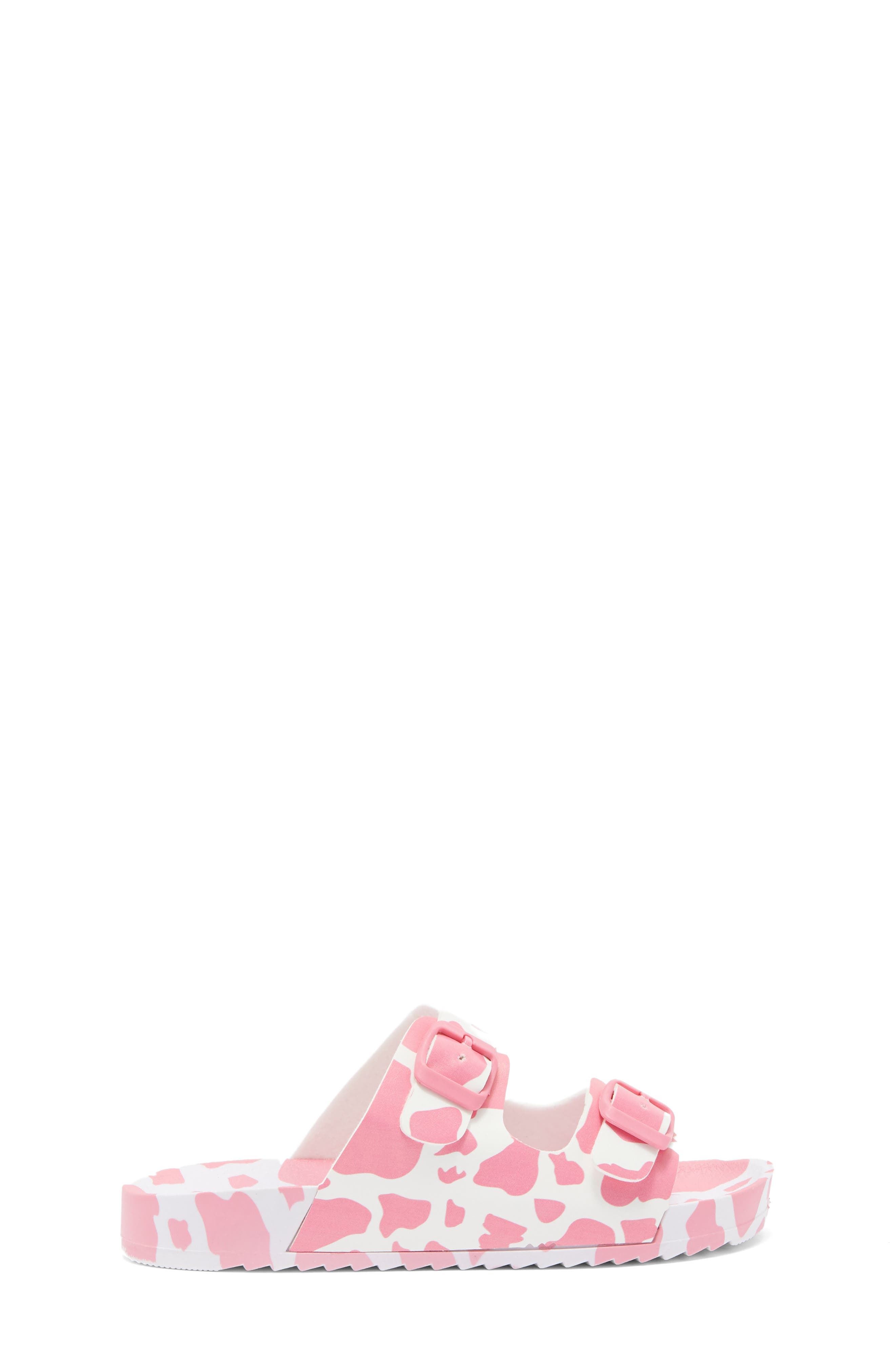 OLIVIA MILLER Cow Print Double Band Slide Sandal, Alternate, color, 