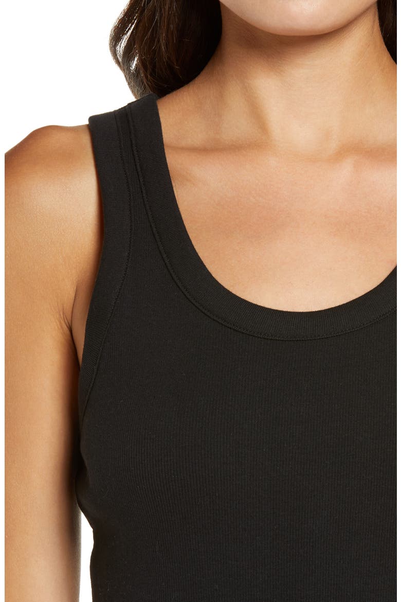 Ribbed Shelf Bra Tank, Alternate, color, BLACK