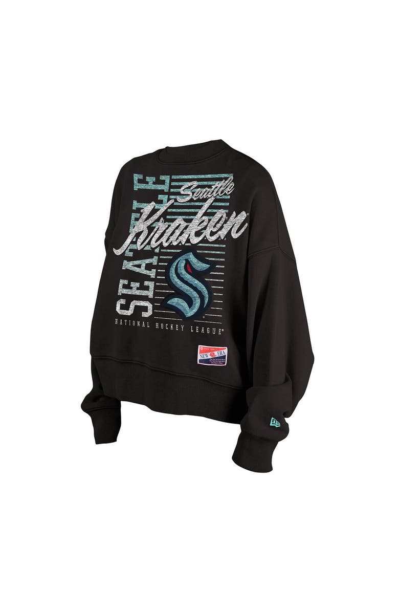 New Era Women's New Era Black Seattle Kraken Oversized Throwback Mineral Wash Sweatshirt, Alternate, color, Black