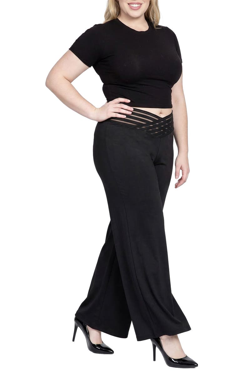 Standards & Practices Mesh V-Waist Palazzo Pants, Alternate, color, 