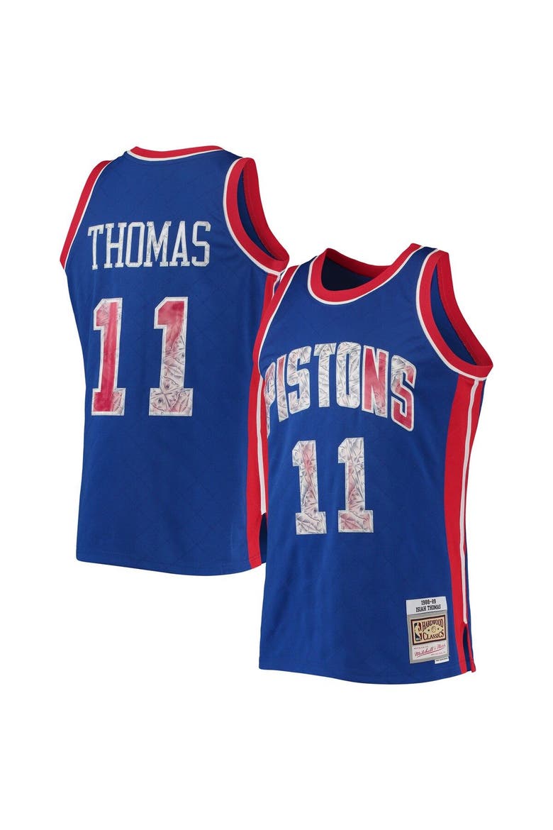 Men's Mitchell & Ness Isiah Thomas Blue Detroit Pistons 1988/89 Hardwood Classics NBA 75th Anniversary Diamond Swingman Jersey, Alternate, color, Blue
