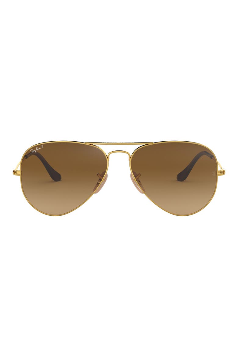 58mm Polarized Aviator Sunglasses, Main, color, GOLD/ BROWN GRADIENT