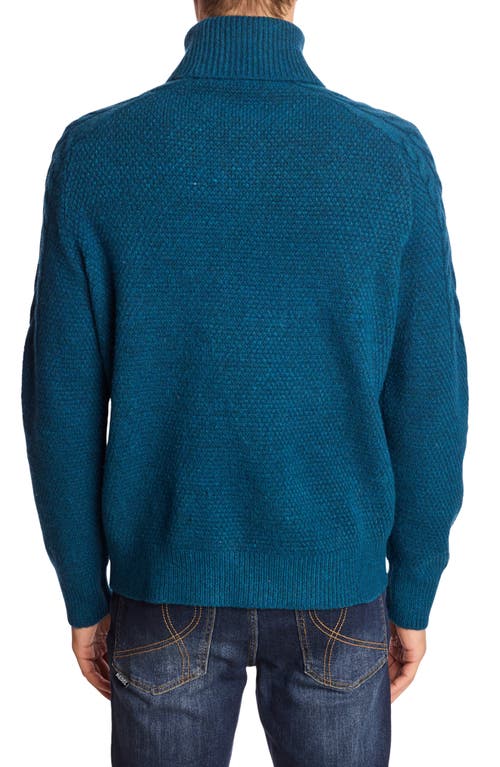 Paisley & Gray Cable Stitch Turtleneck Sweater In Blue