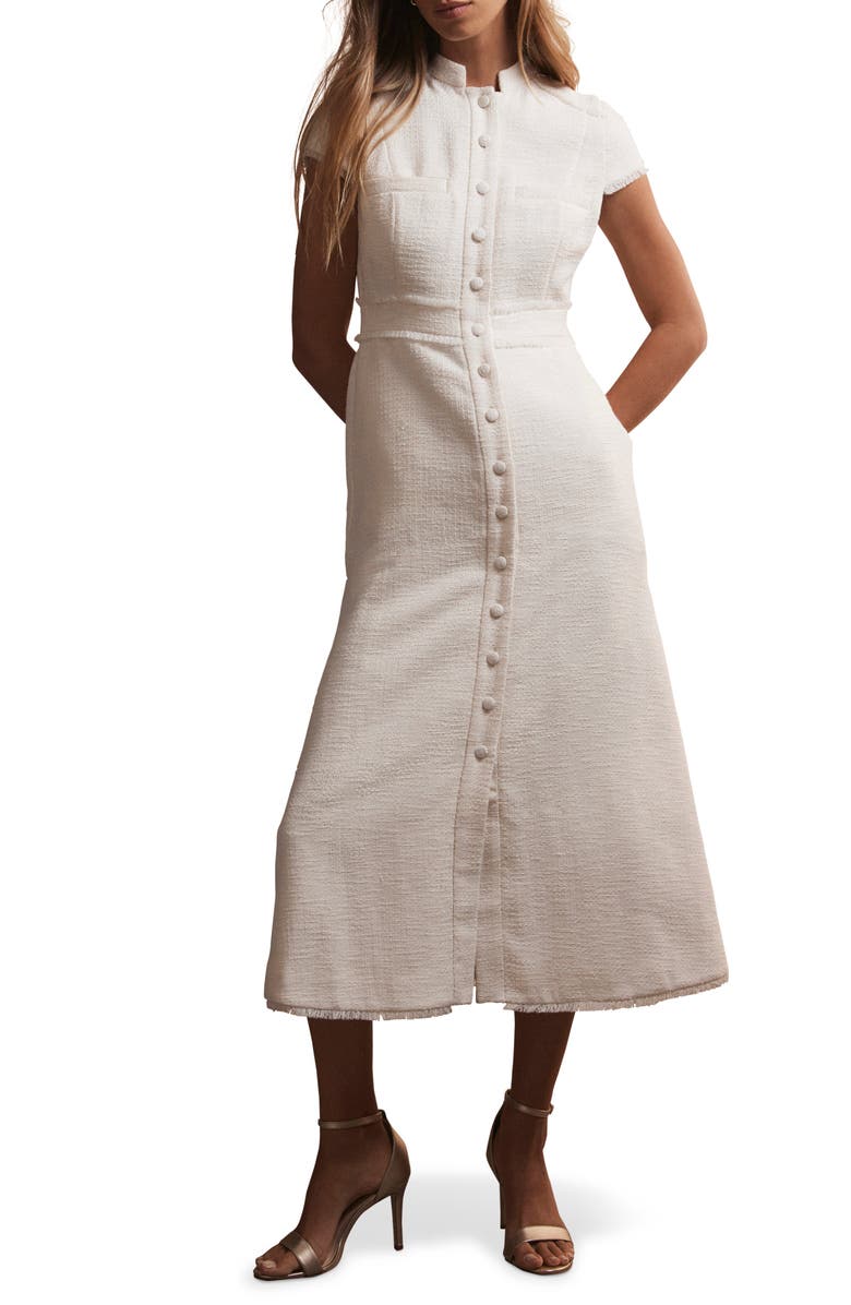 MINT VELVET Boucle Midi Dress, Main, color, Ivory