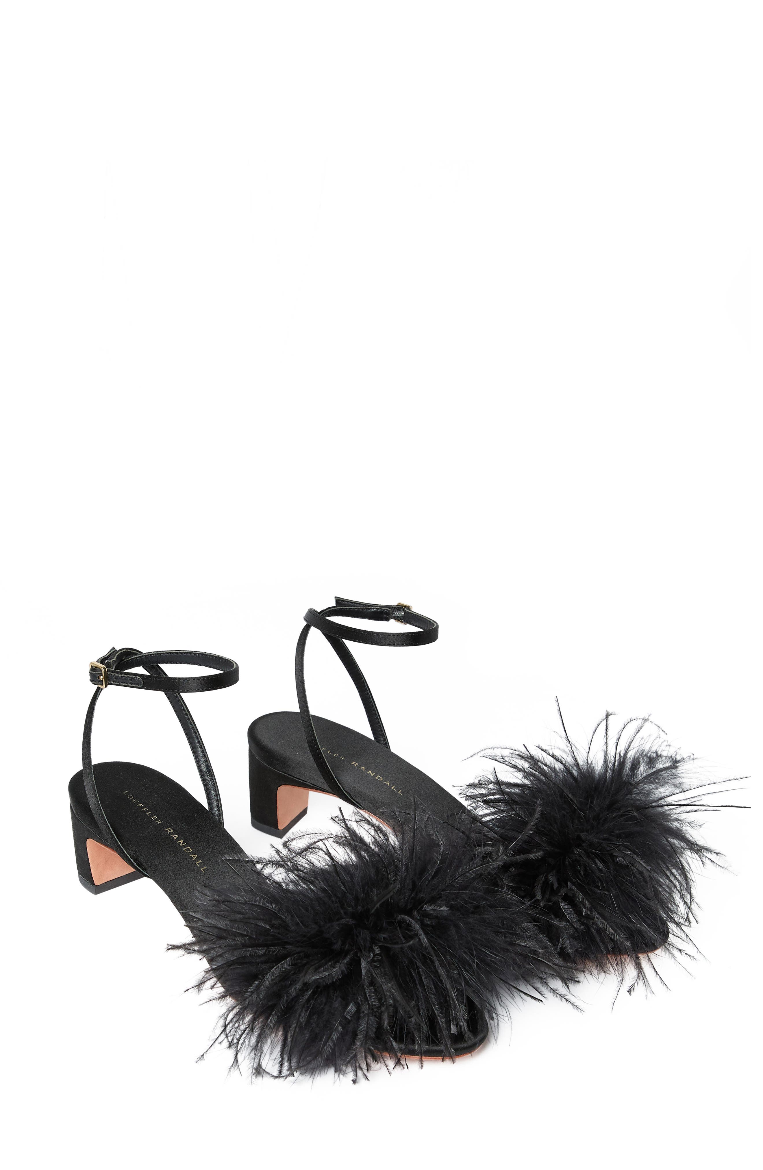 Loeffler Randall Senna Feather Sandal, Alternate, color, Black