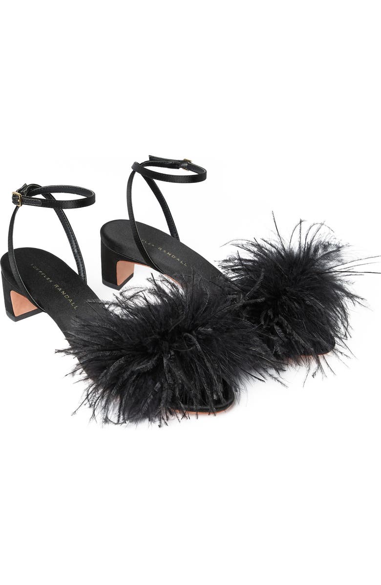 Loeffler Randall Senna Feather Sandal, Alternate, color, Black