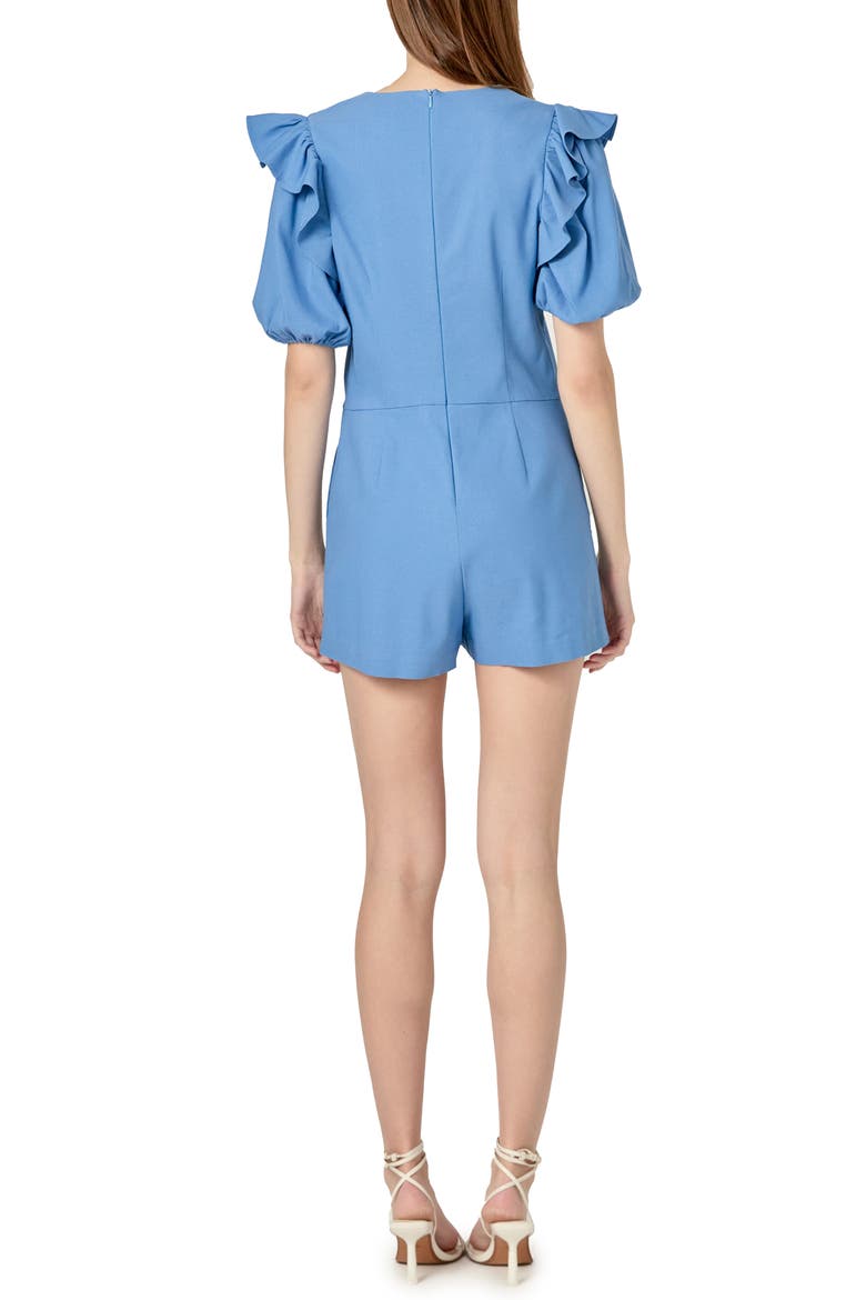 Puff Sleeve Romper, Alternate, color, BLUE DENIM