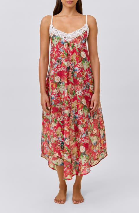 Holly Lace Trim Cotton Voile Nightgown