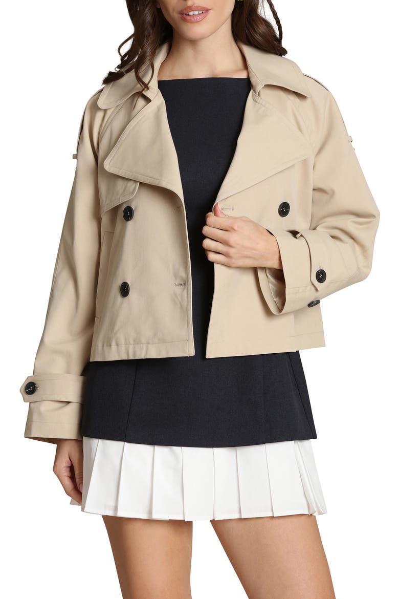 Double Breasted Crop Trench Coat, Main, color, SEASHELL