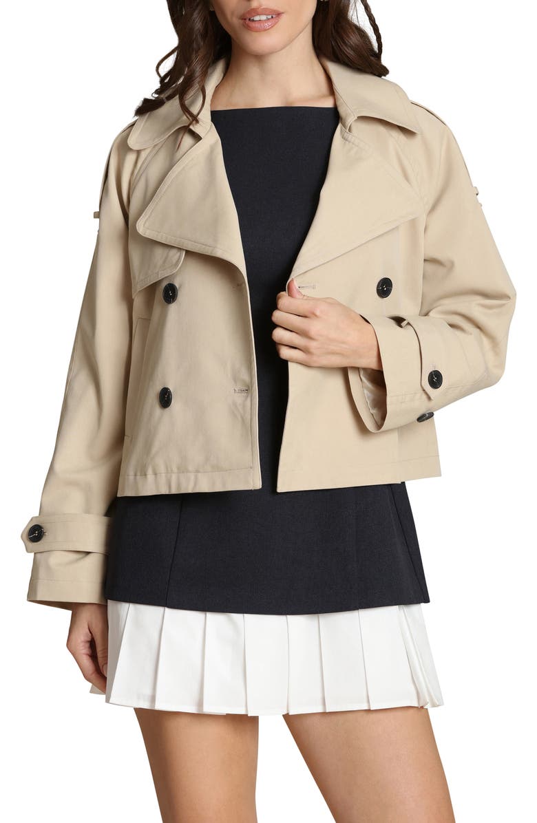Avec Les Filles Double Breasted Crop Trench Coat, Main, color, 
