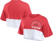 FANATICS Women's Fanatics Branded Red/White Tampa Bay Buccaneers Boxy Color Split Cropped T-Shirt