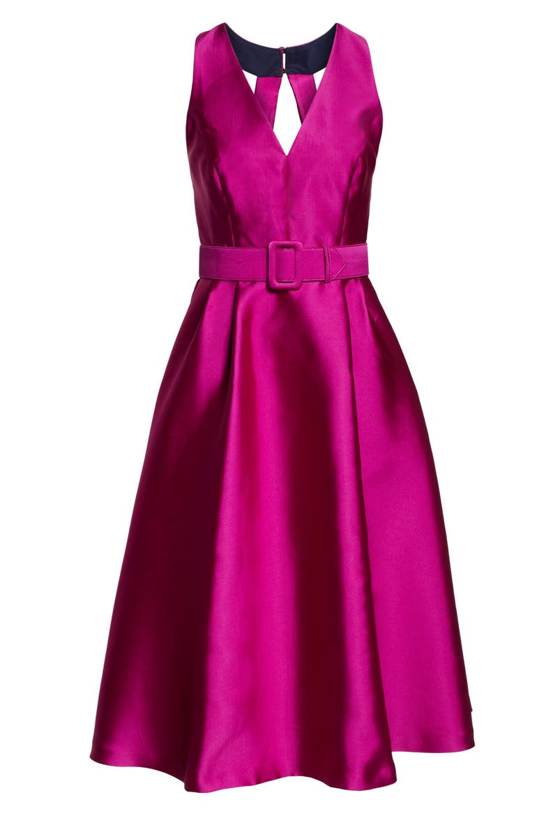 Belted Fit & Flare Dress, Alternate, color, PINK