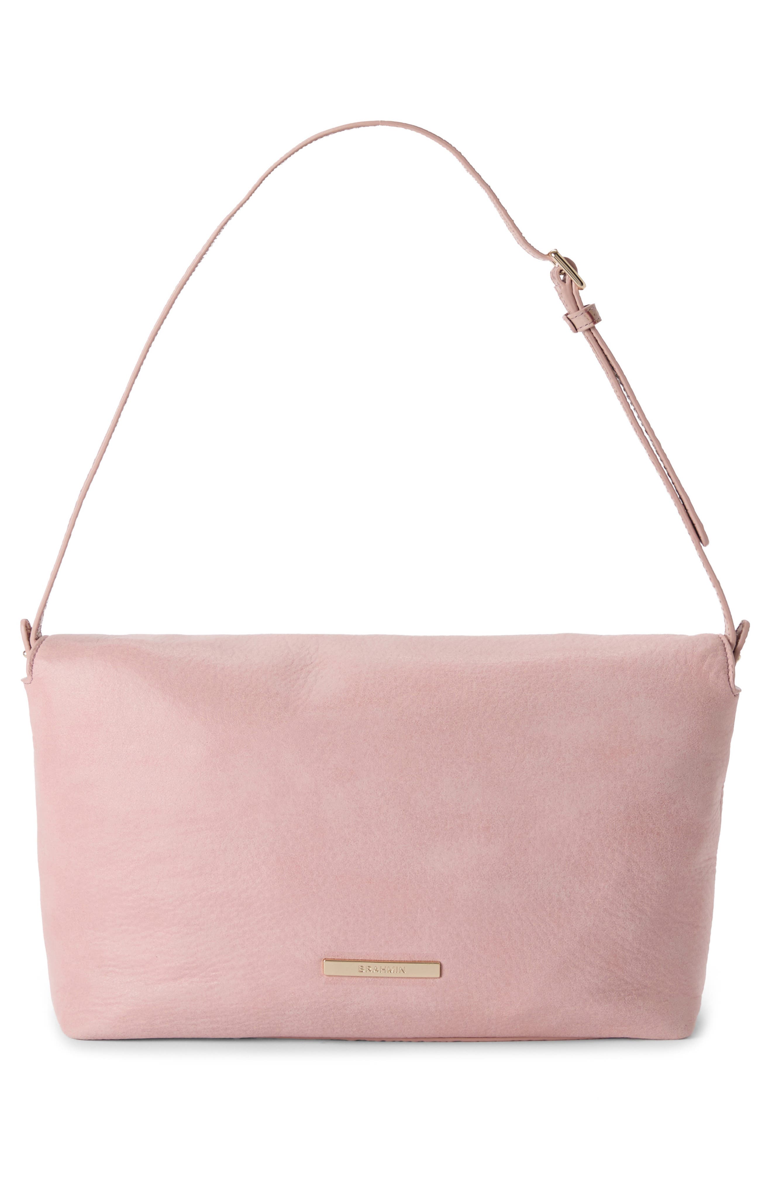 Brahmin Kalina Leather Clutch, Alternate, color, Blush