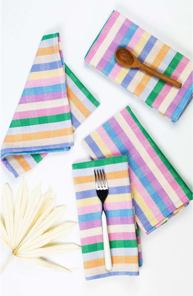 Archive New York Handwoven Colorful Striped Cotton Napkins, Set of 4, Main, color, Multicolor