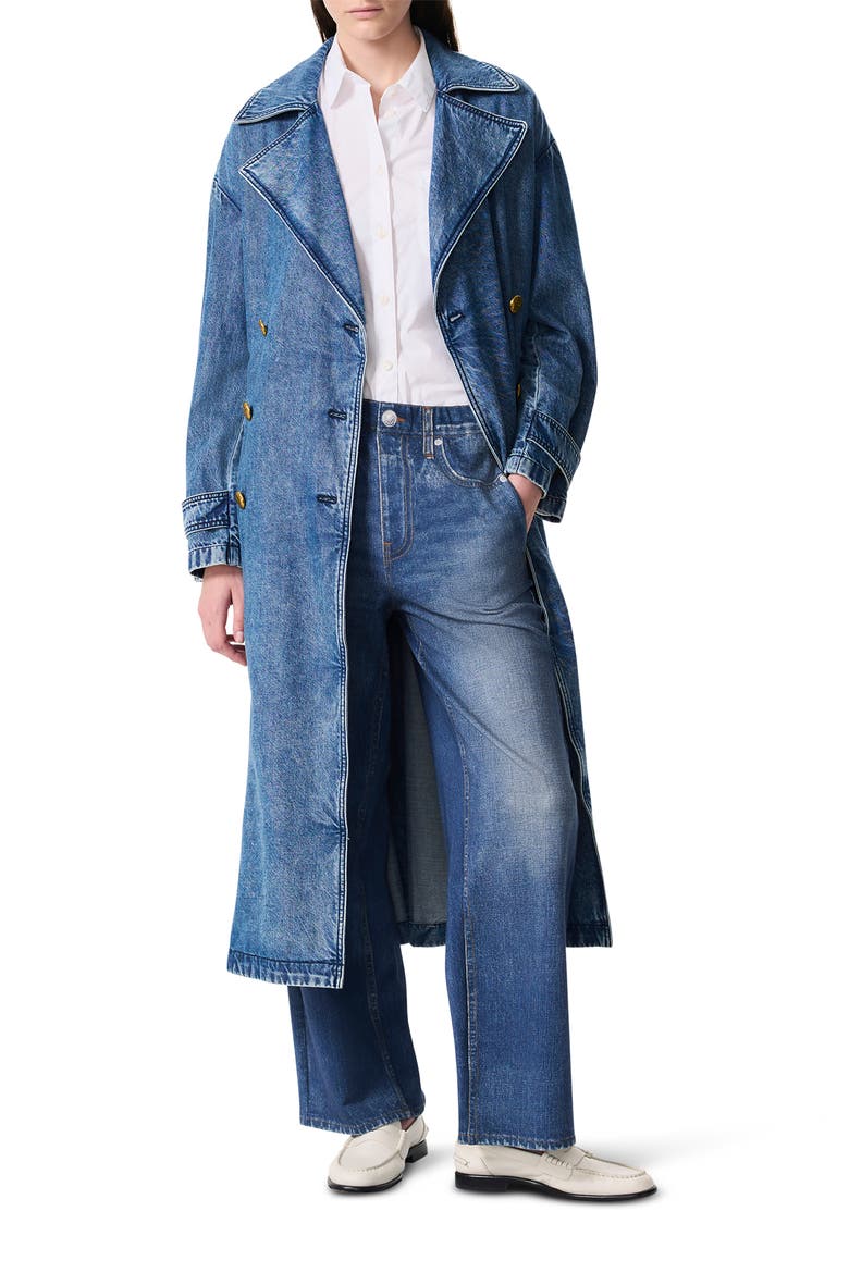 Alora Featherweight Denim Trench Coat, Main, color, BEEKMAN