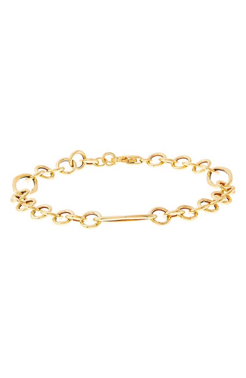 14K Yellow Gold Oval Station Chain Bracelet