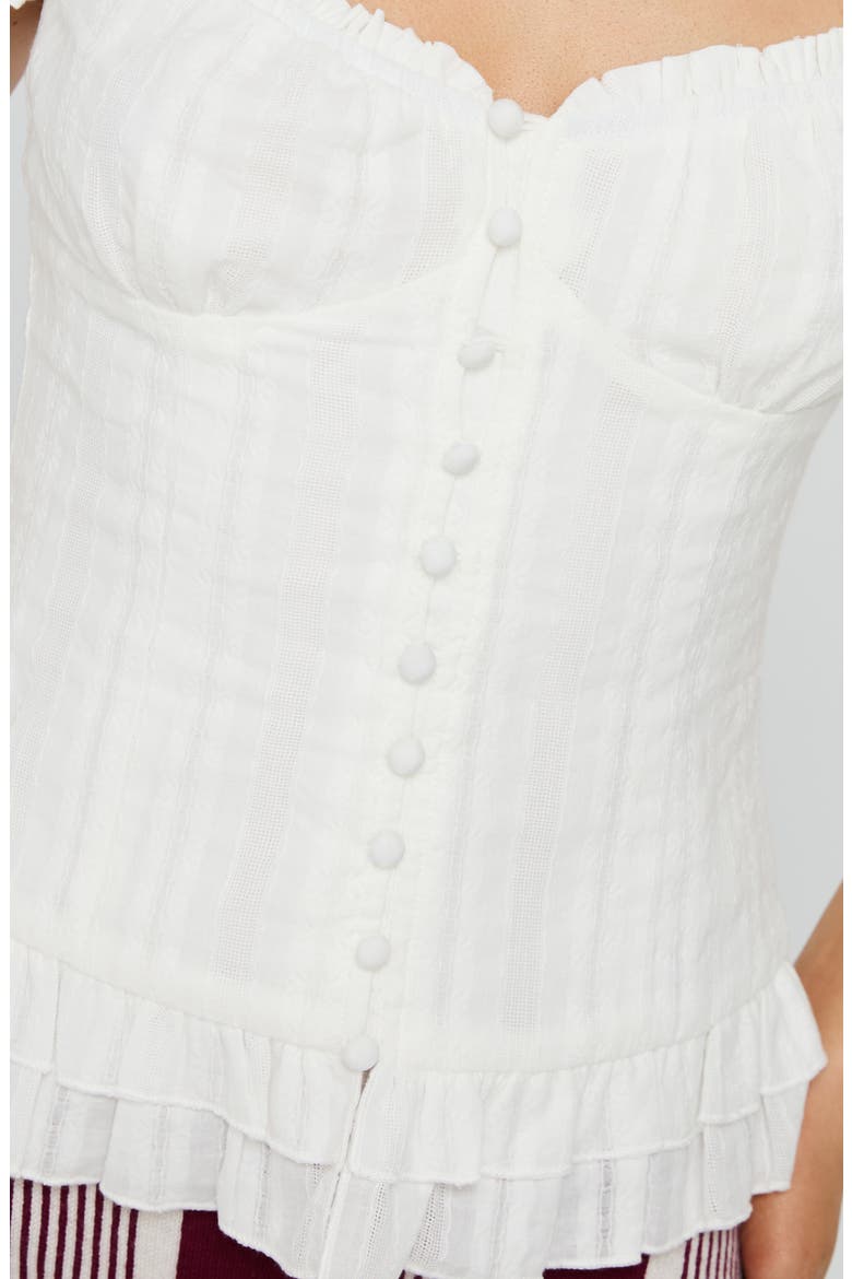 Suiter Frill Detail Puff Sleeve Top, Alternate, color, WHITE
