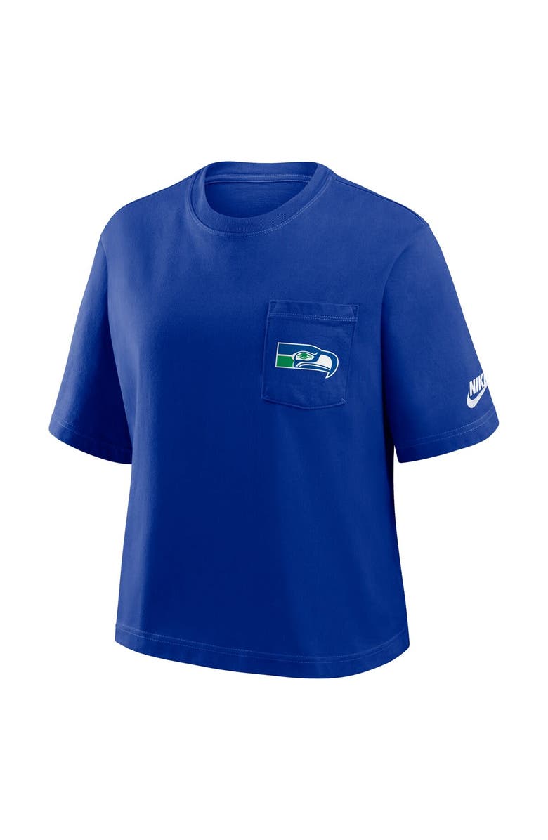 Nike Women's Nike Royal Seattle Seahawks Rewind Pocket Boxy T-Shirt, Alternate, color, 