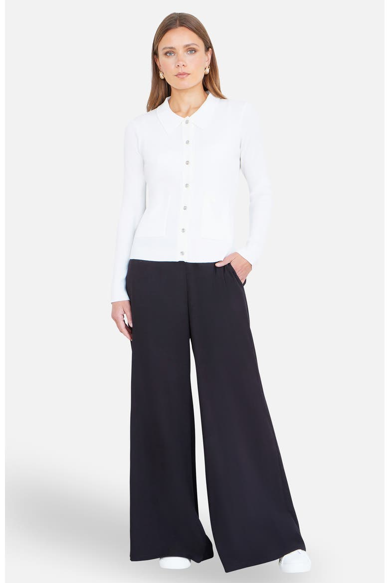 Ribbed Collar Button Up Cardigan, Alternate, color, Ivory