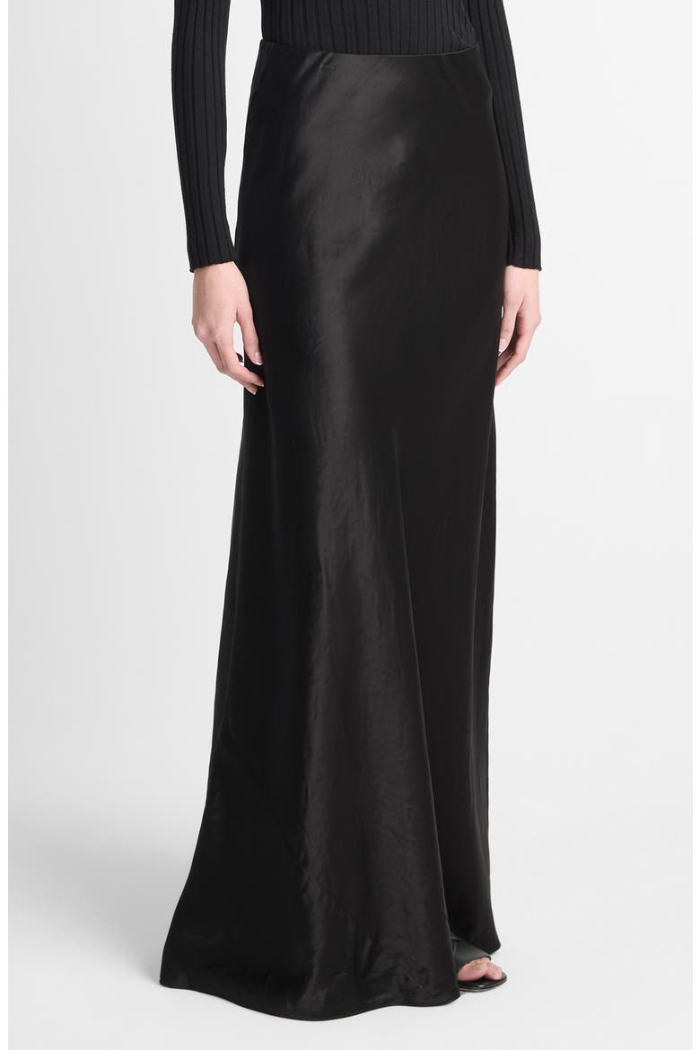 Satin Maxi Skirt, Alternate, color, BLACK