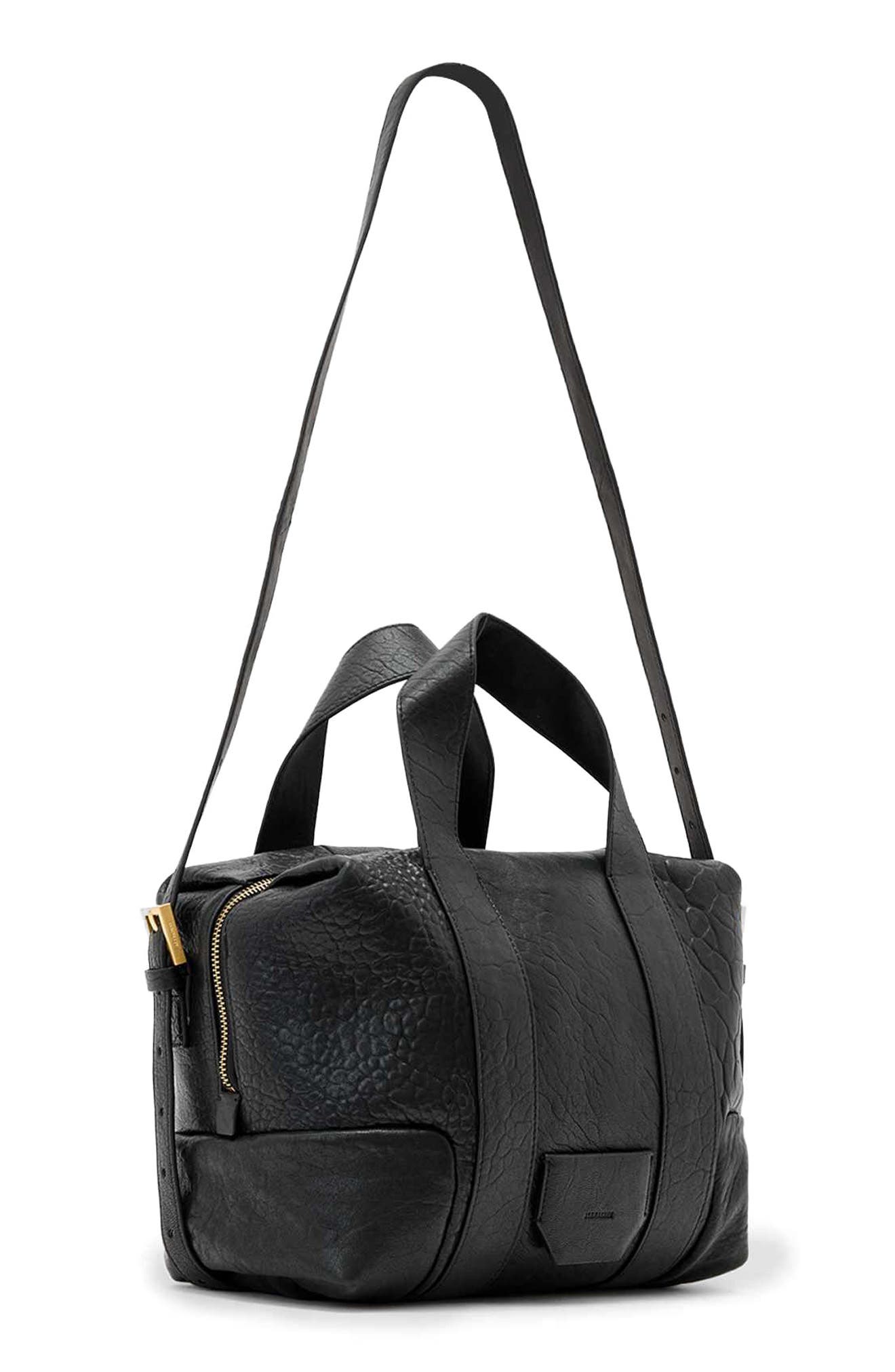 AllSaints Ares Leather Satchel, Alternate, color, Black