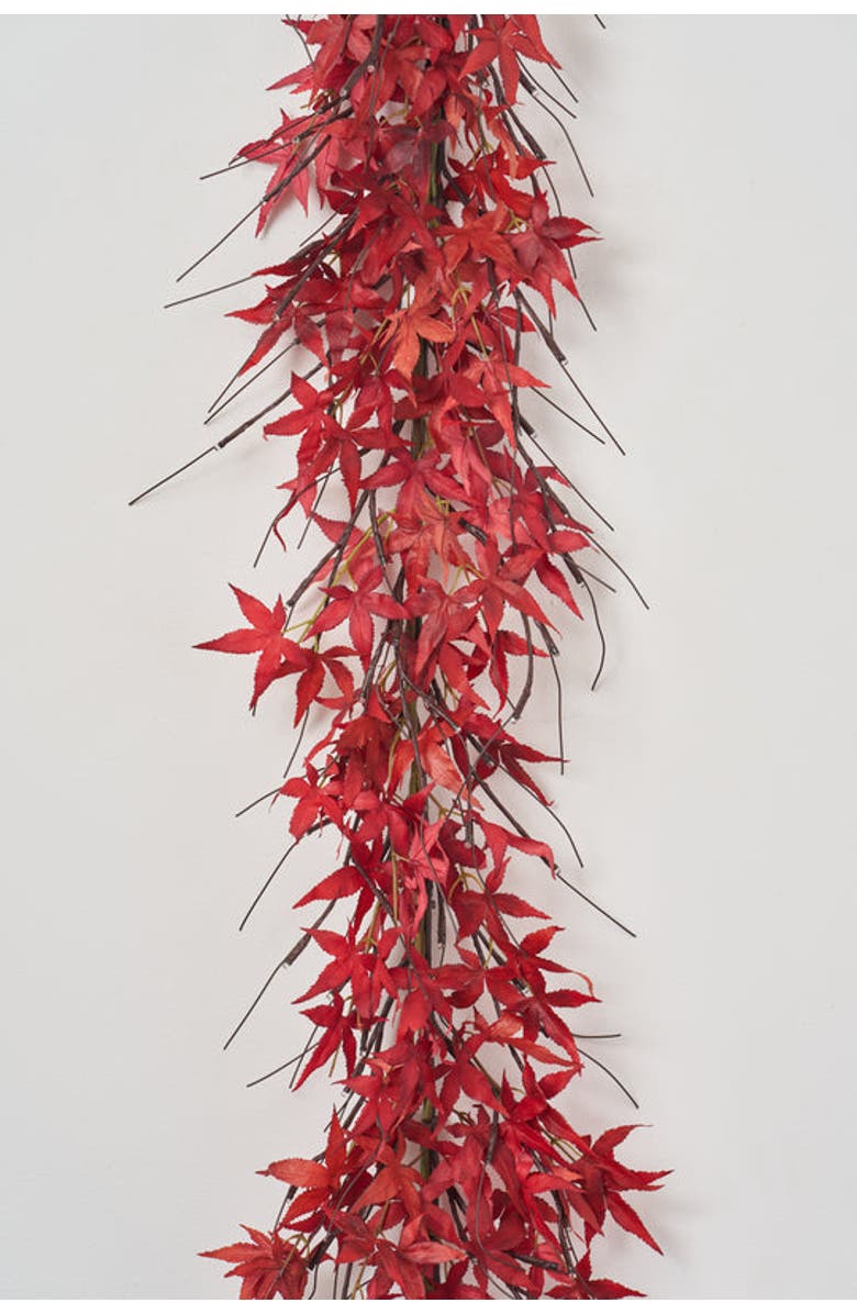 Darby Creek Trading Brown Branch & Twig Lighted Japanese Red Maple Fall Mantle Pre-lit Garland Table Runner, Alternate, color, Red