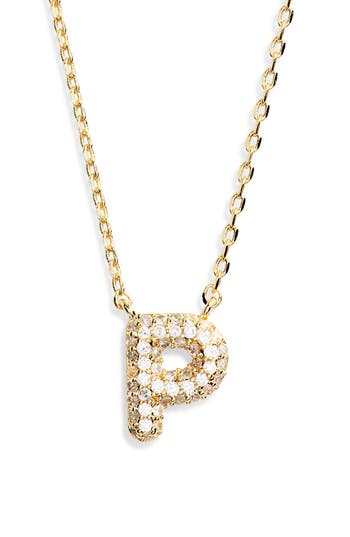 Leith Cubic Zirconia Initial Pendant Necklace In P- Clear- Gold