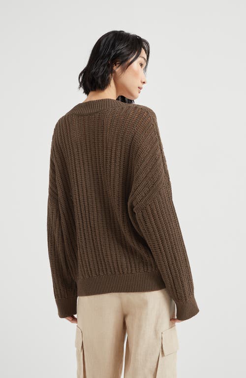 Brunello Cucinelli Sweater With Monili In Chocolate