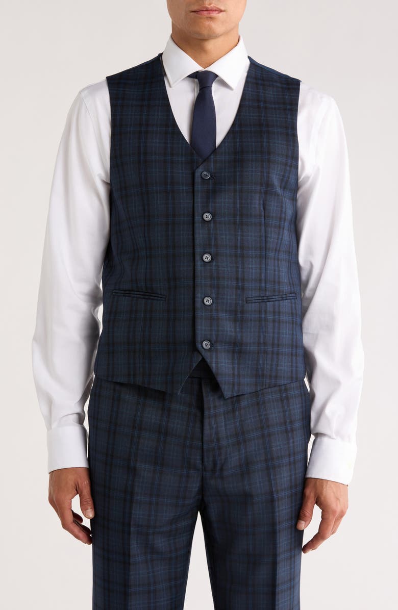 ZEGARIE Glen Plaid Stretch 3-Piece Suit, Alternate, color, Navy