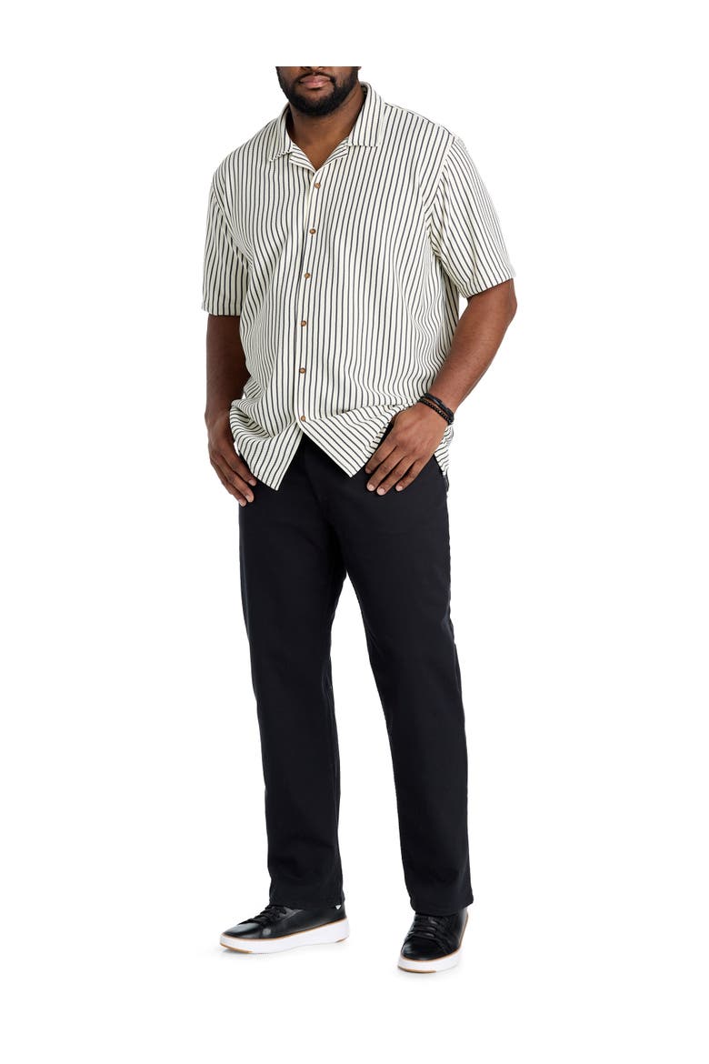 Big & Tall Striped Camp Shirt, Alternate, color, CREAM BLACK