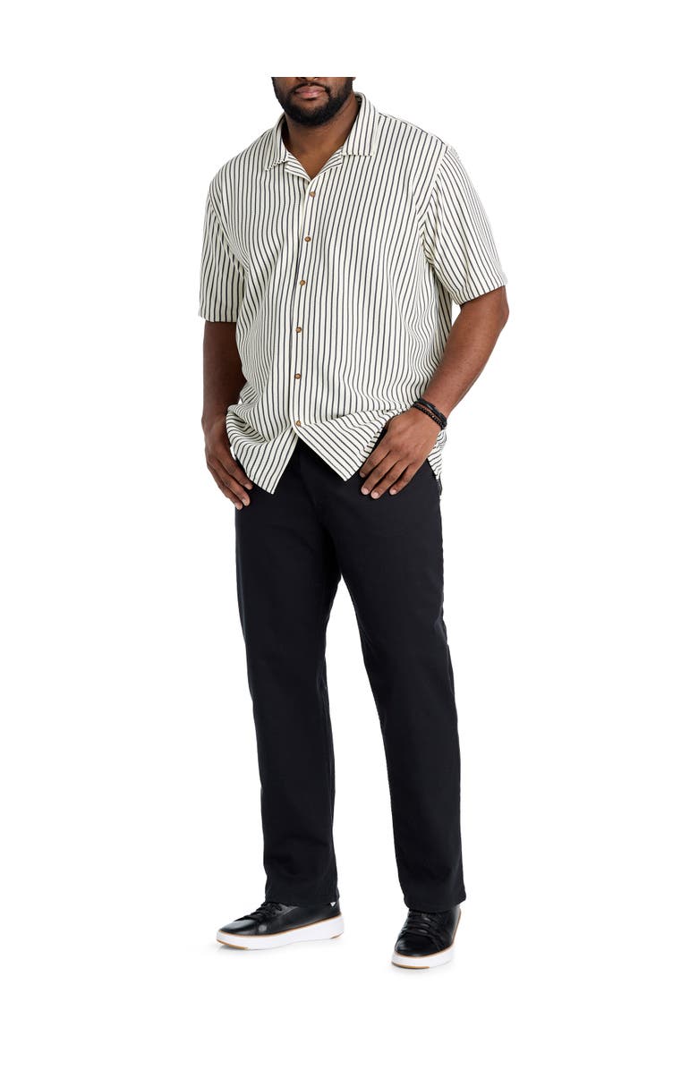 True Nation by DXL Big & Tall Striped Camp Shirt, Alternate, color, Cream Black