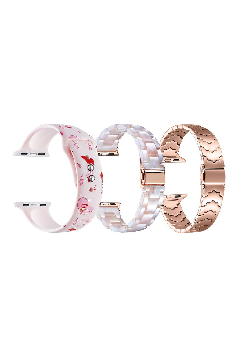 Iris Silicone & Link Watchbands, Alternate, color, PINK