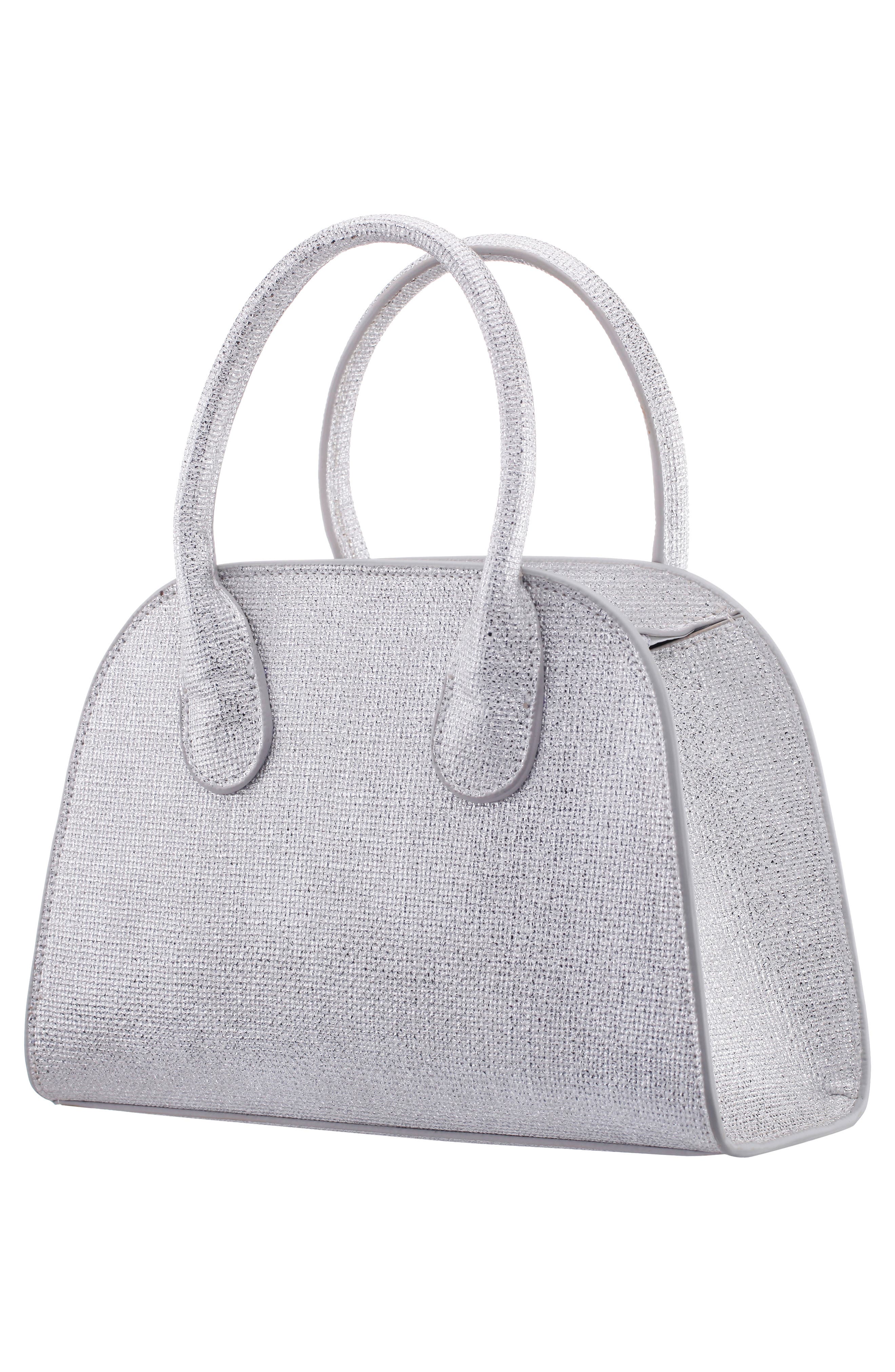 Nina Yorke Top Handle Bag, Alternate, color, Silver