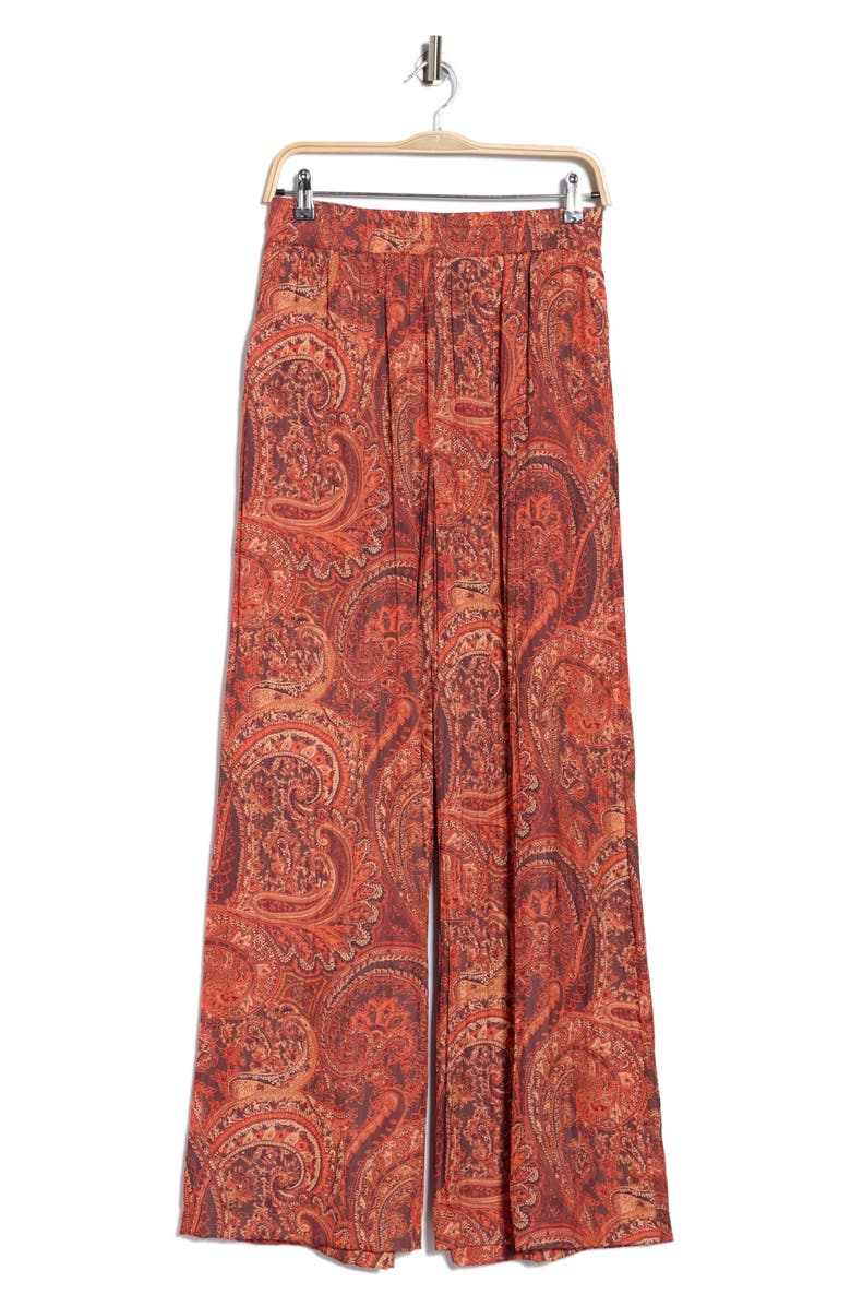L'AGENCE Lillian Paisley Wide Leg Pants, Alternate, color, Rust Multi Boute Paisley
