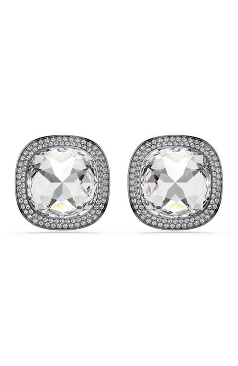 Una Cushion Cut Crystal Stud Earrings