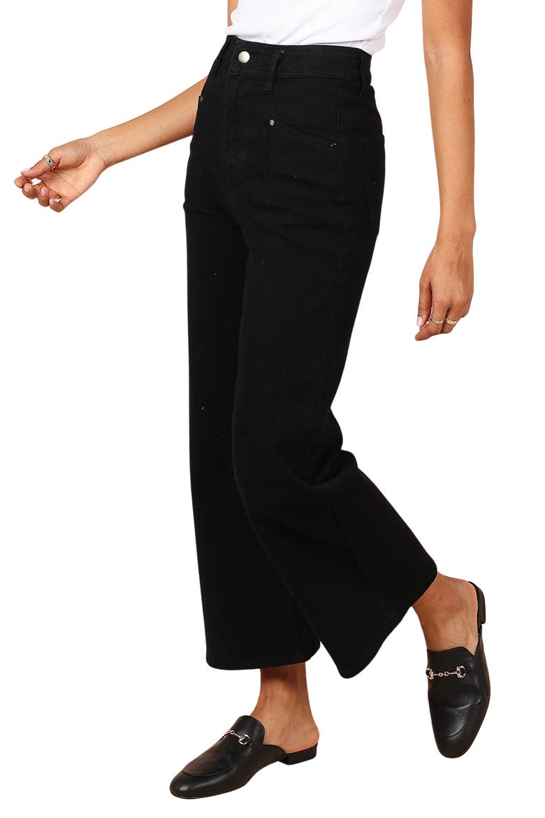Georgette High Waist Bootcut Pants, Alternate, color, BLACK