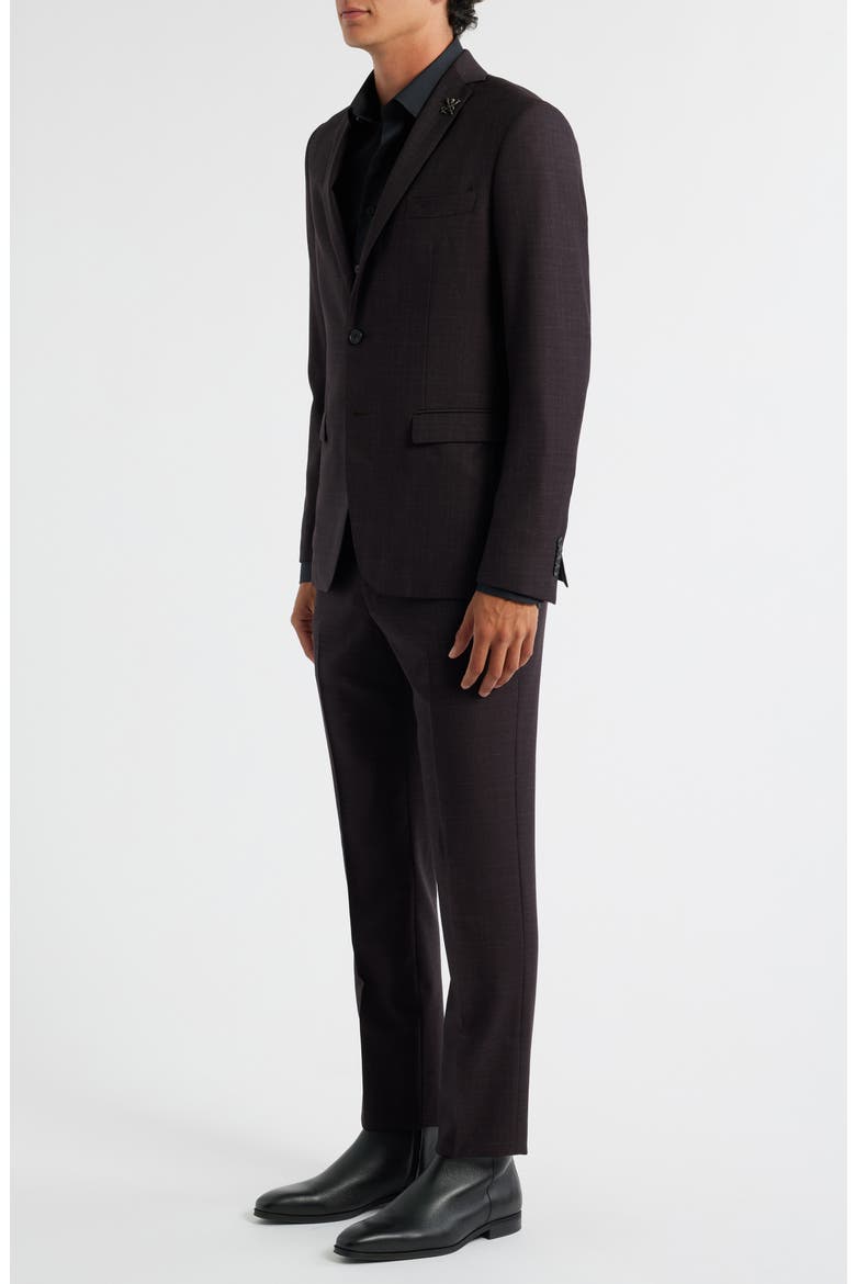 Varick Slim Fit Burgundy Slub Wool Suit, Alternate, color, BURGUNDY