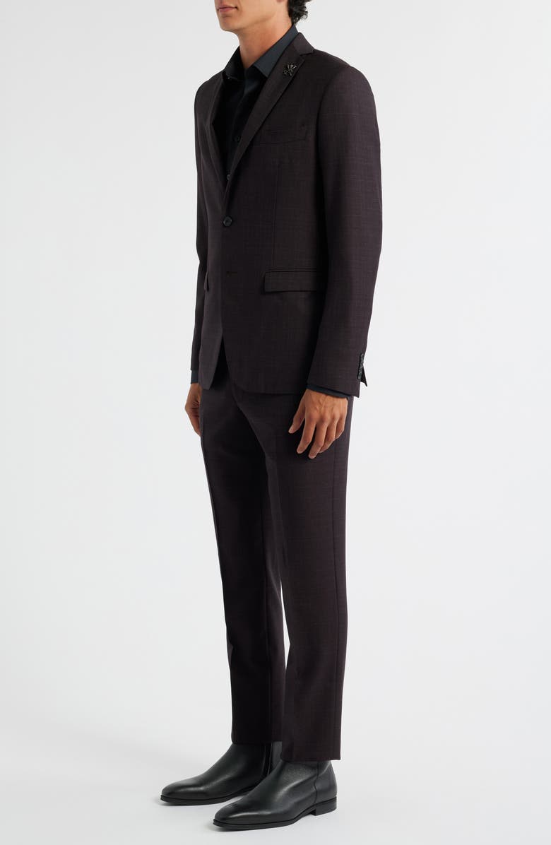 Varick Slim Fit Burgundy Slub Wool Suit
