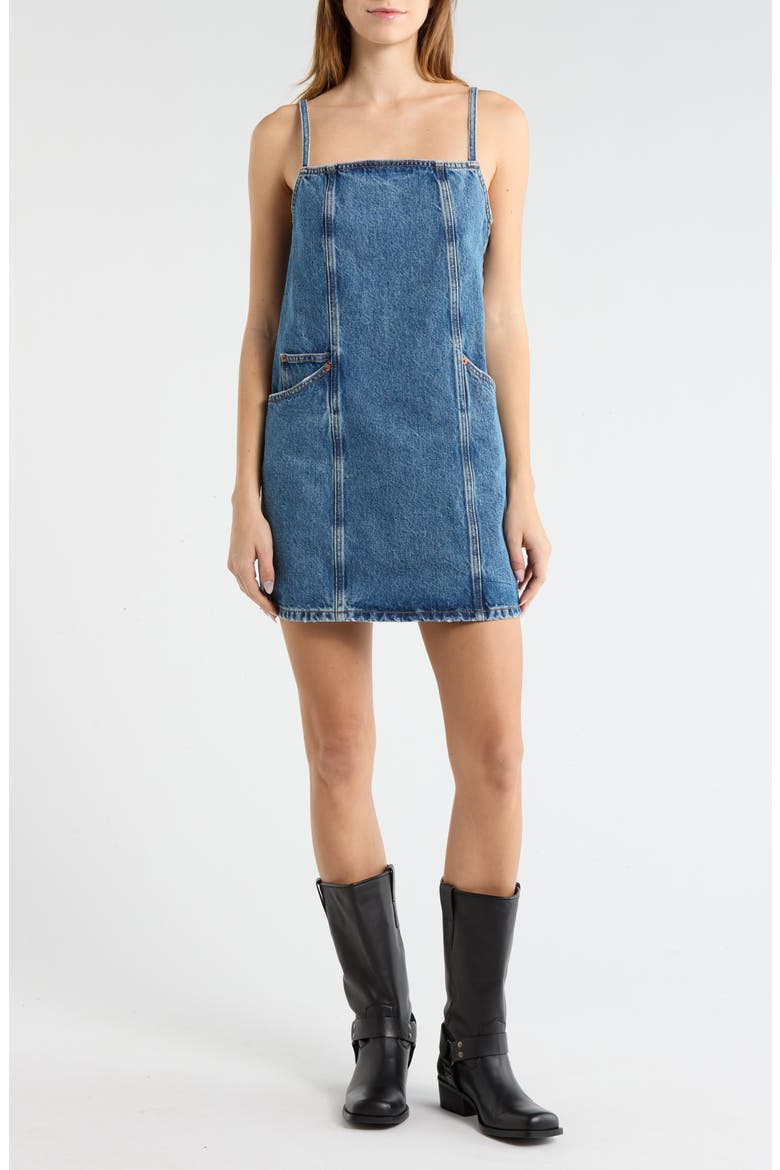 margot denim mini dress Free People's Margot Dress - Dark Wash Denim Dress - Skater Dress