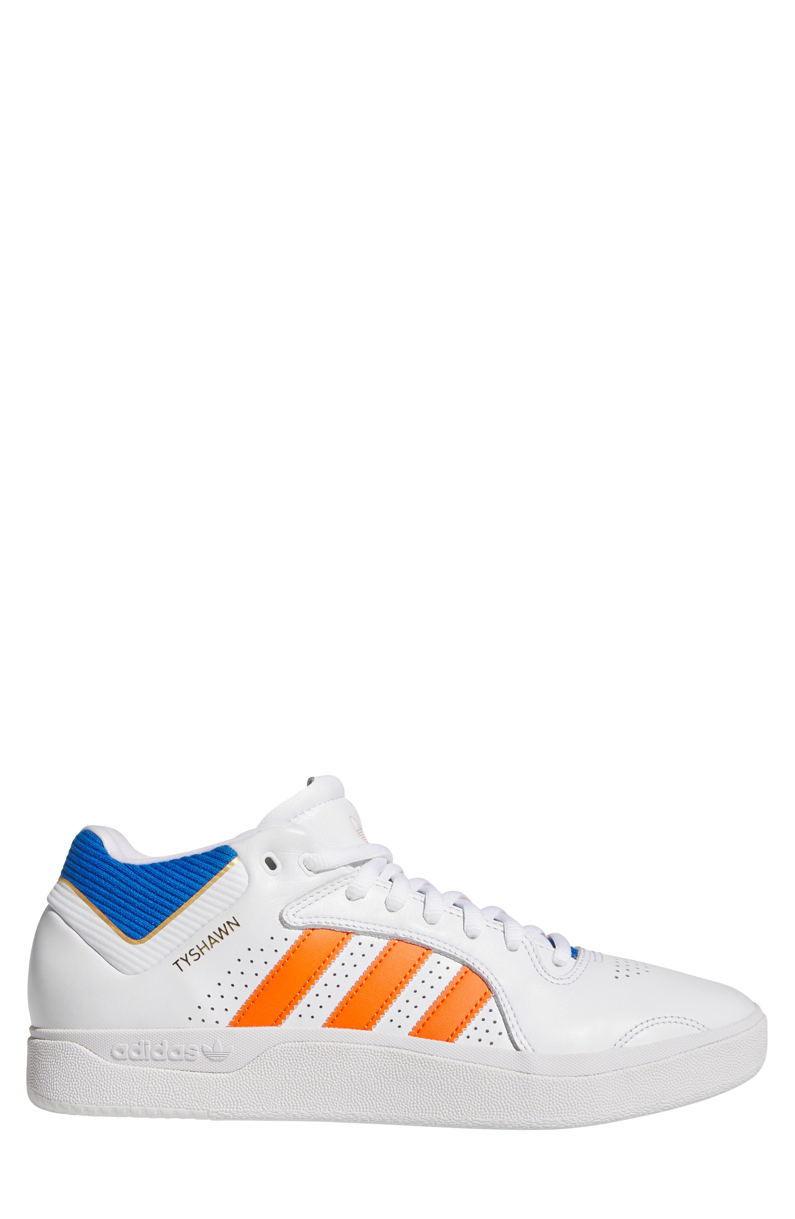 adidas Tyshawn Skateboarding Sneaker, Alternate, color, White/ Orange/ Blue Bird