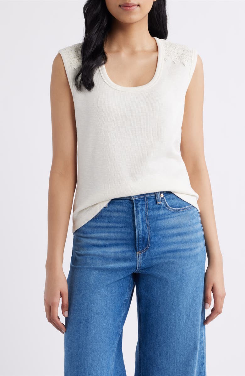 CITY BLUES Rib Acid Wash Tank, Main, color, Cream