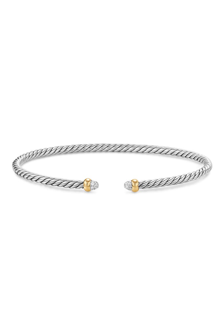 Micro Cable Flex Cuff Bracelet with Diamonds, Alternate, color, SILVER PAVE