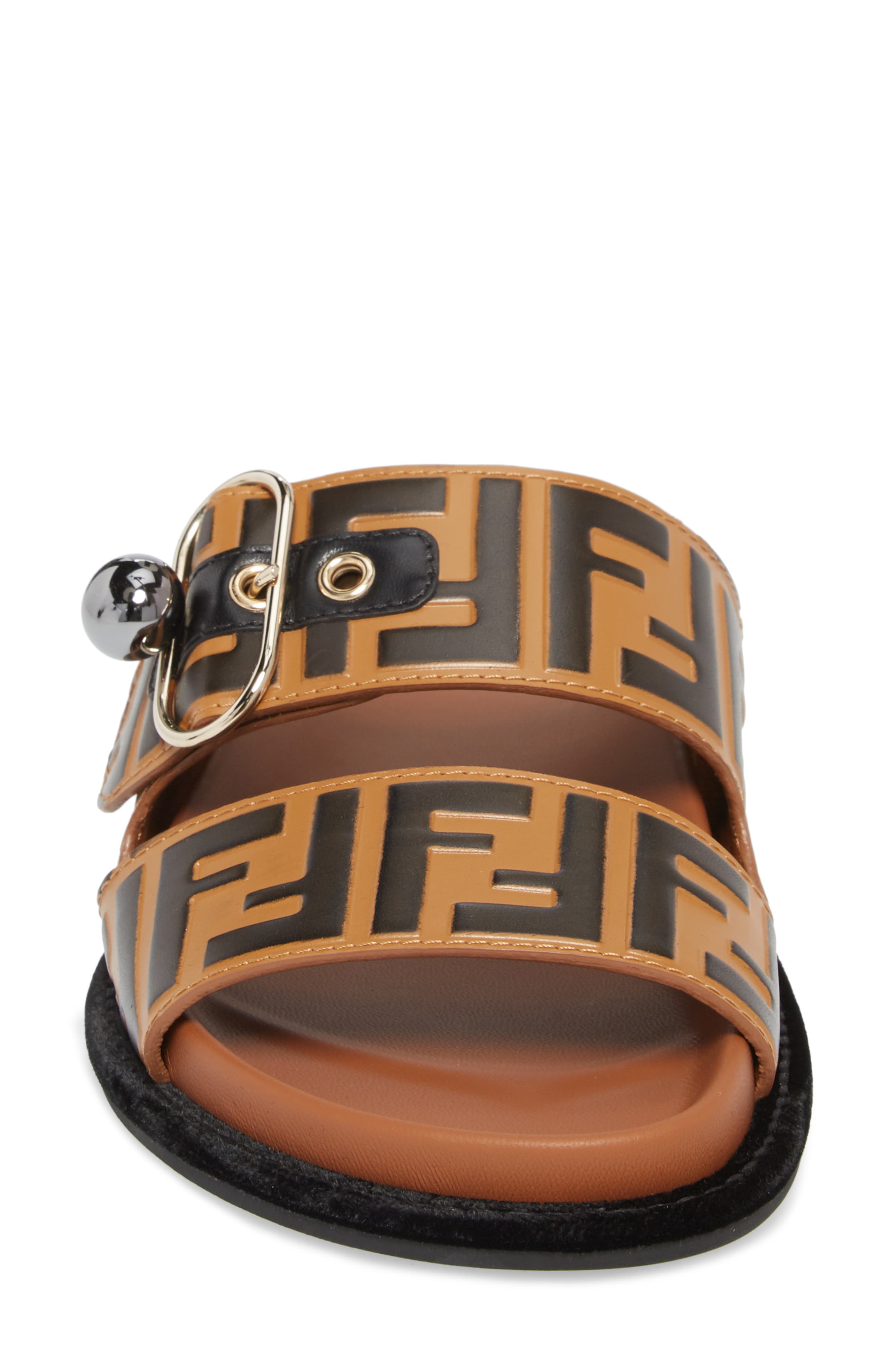 Fendi Pearland Logo Slide Sandal, Alternate, color, 