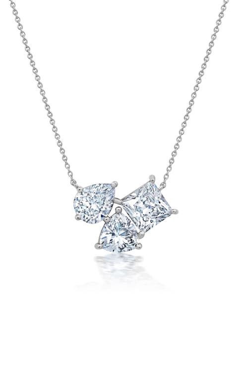 Cubic Zirconia Cluster Pendant Necklace