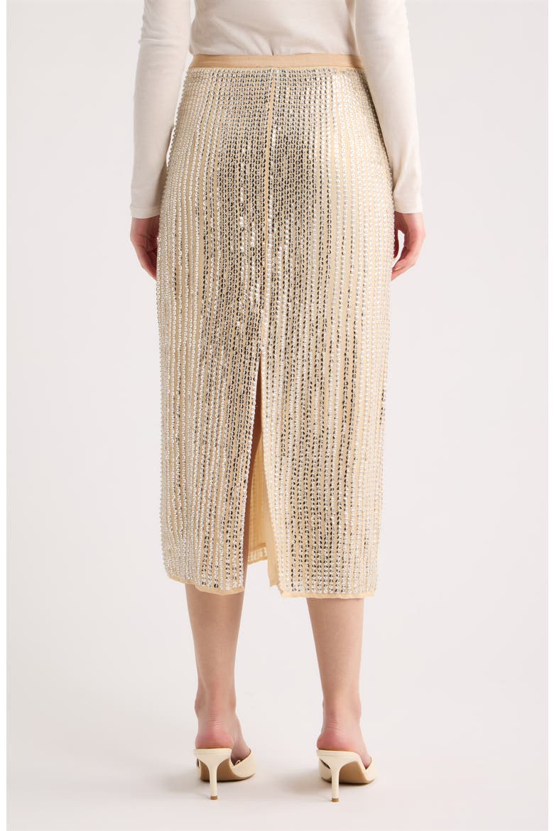 Lili Beaded Georgette Midi Skirt, Alternate, color, BEIGE