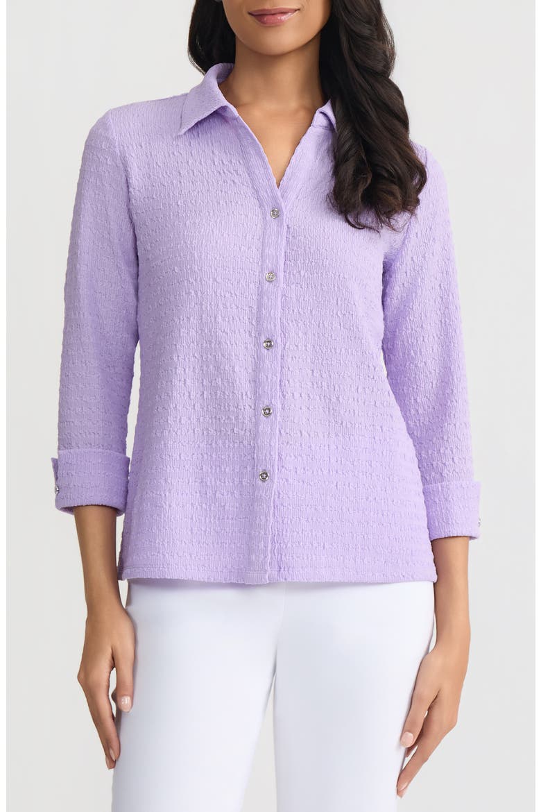 Ridge Knit Button-Up Shirt, Main, color, LAVENDER MIST