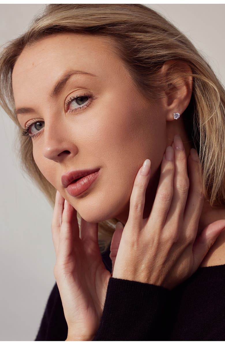 Nordstrom Cubic Zirconia Stud Earrings - 2ct., Alternate, color, Clear- Gold Round