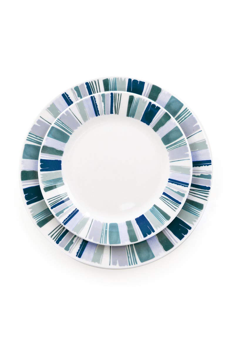 Orleans 12 Piece Round Ceramic Dinnerware Set, Alternate, color, Blue